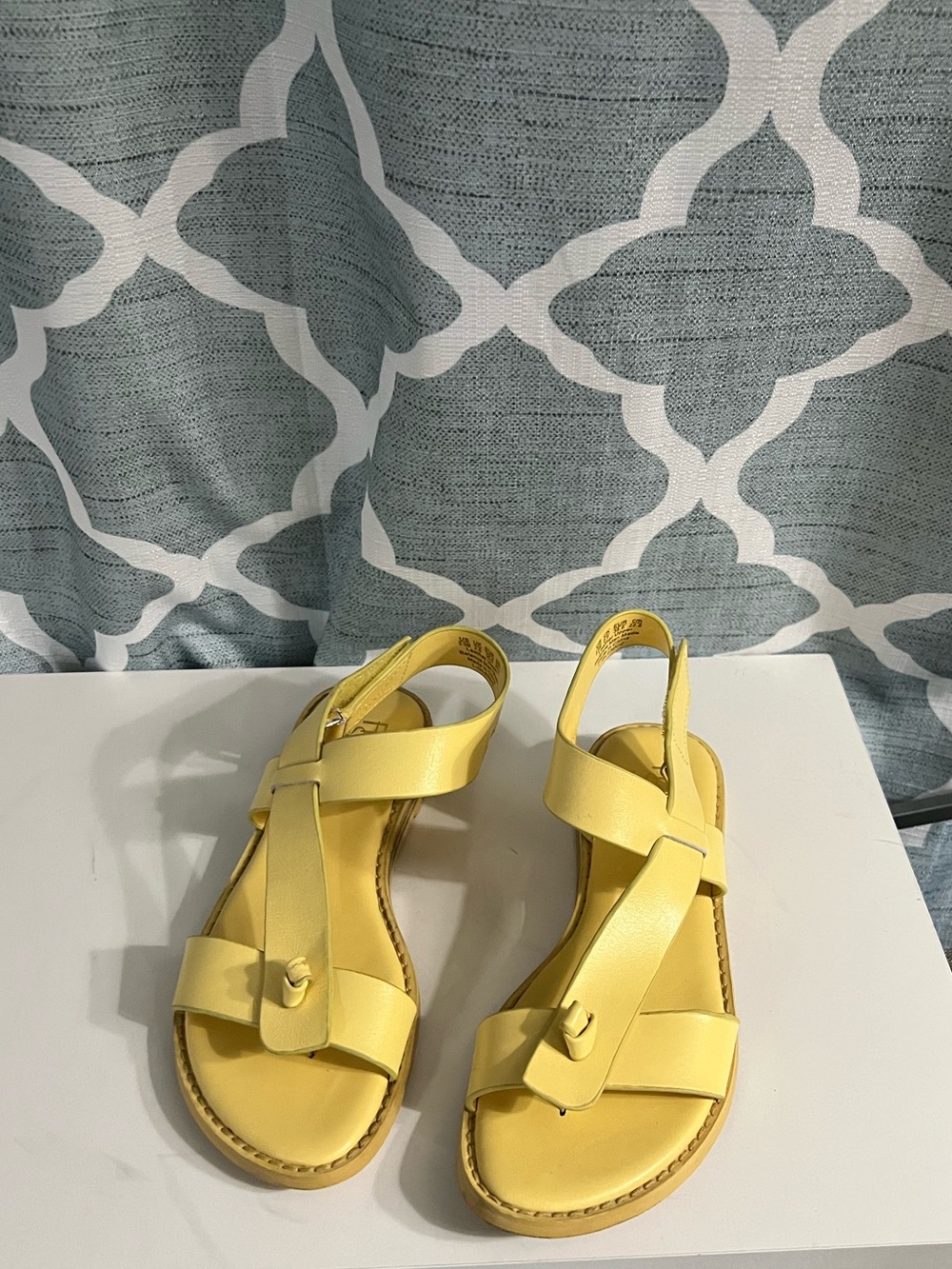 Franco Sarto Yellow Leather Crisscross Slingback Sandals